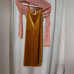 Chic Velvet Gold Kids Dress